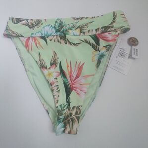 🆕 Hurley colorful floral high waist moderate coverage Bikini bottoms_Small